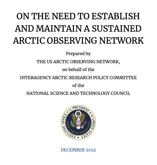 Image of the 2022 Report to Congress: On the Need to Establish and Maintain a Sustained Arctic Observing Network front cover.